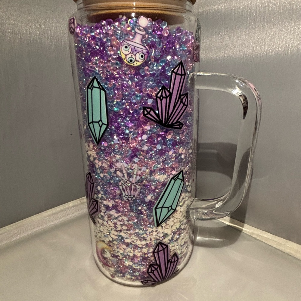 Purple and Blue Crystal Beaded Tumbler
